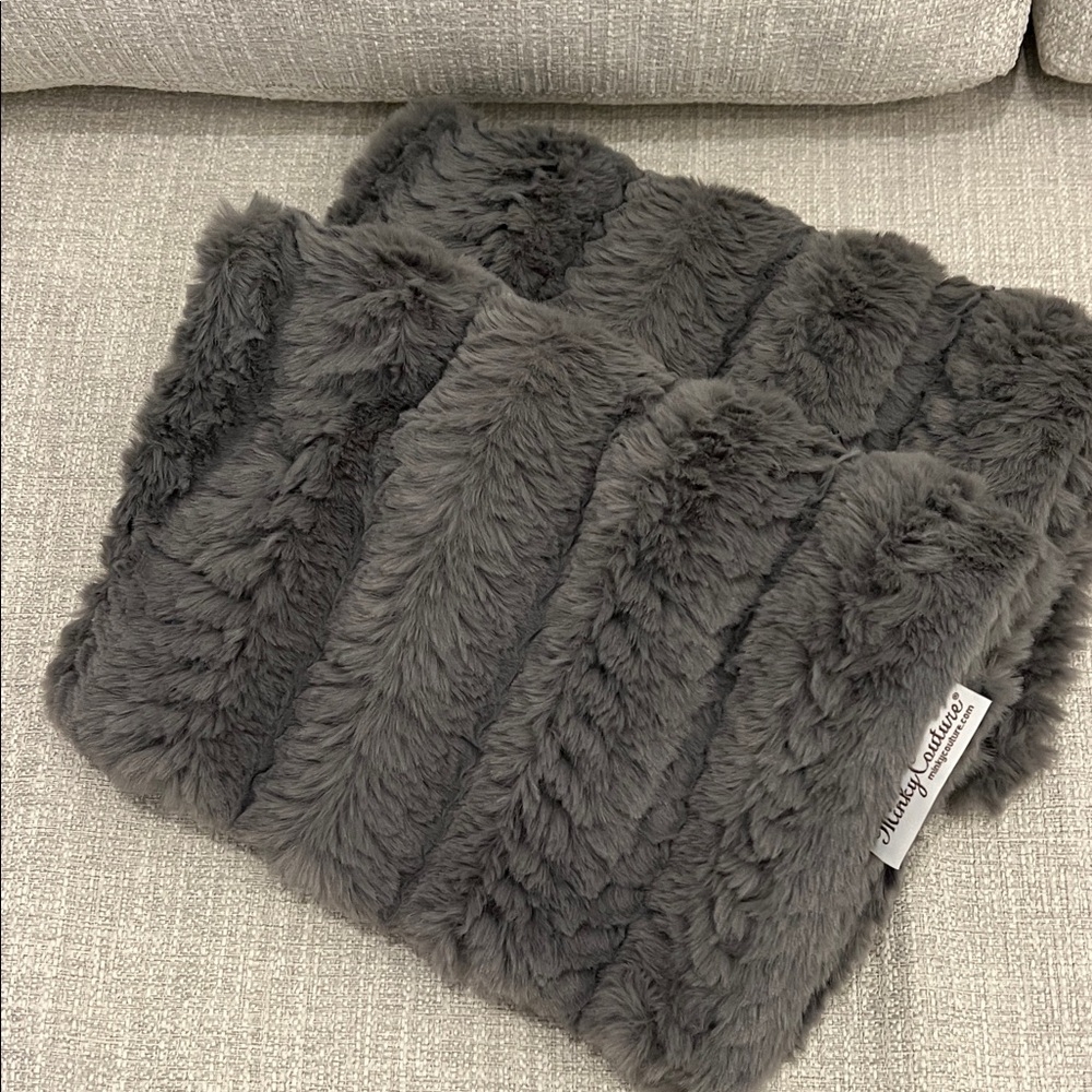 Minky Couture Luxurious Gray Faux Fur Throw Baby Blanket